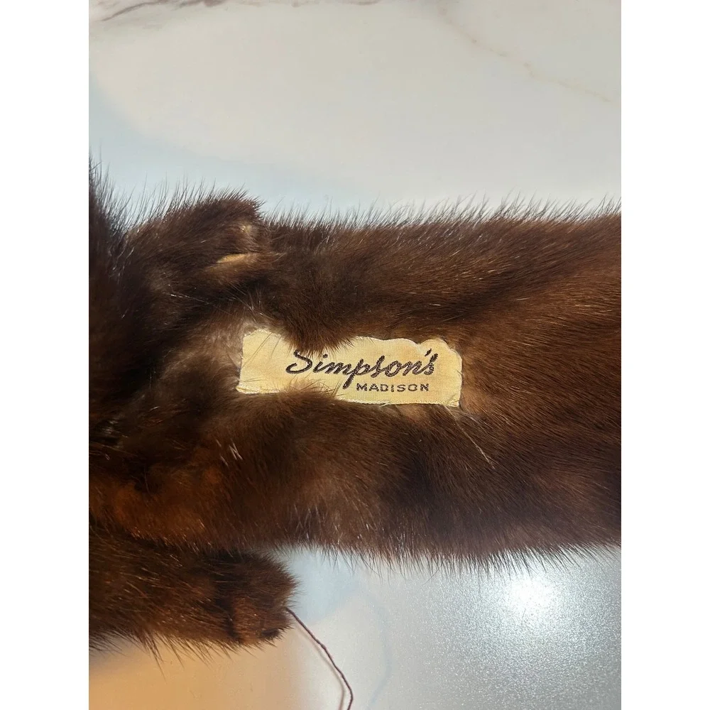 Vintage Simpsons Madison Mahogany Mink Fur 4 Pelt Stole Scarf Wrap Monogrammed